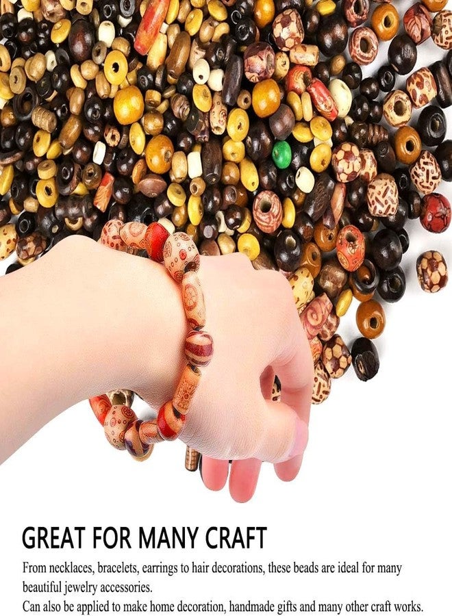 دي آي واي كرافتس مجموعة 130 قطعة من الخرز الخشبي لصنع المجوهرات للكبار، خرز أفريقي متنوع مطلي، خرز لوازم المكرمية، خرز خشبي لصنع المجوهرات والأساور والقلائد، خرز أسطواني دائري كبير وصغير (130) - Image 3